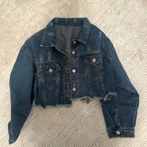 Cropped Dark wash Denim Jean Jacket